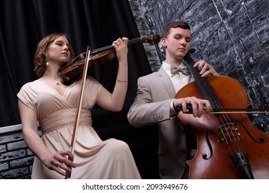 string-duet-young-woman-man-260nw-2093949676